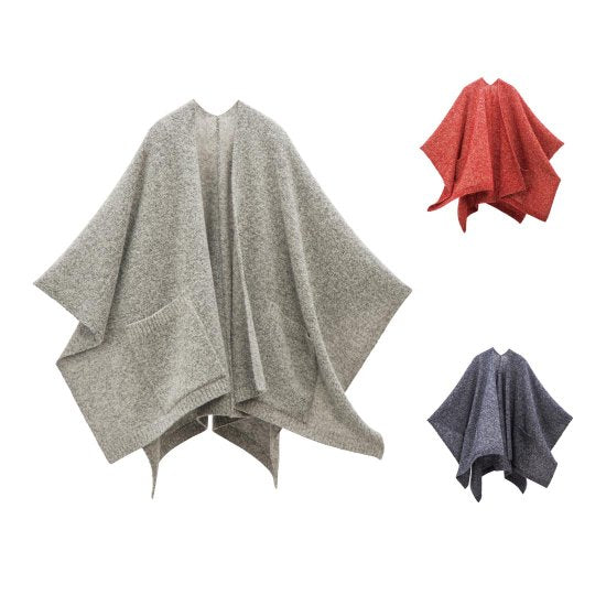 tate-S Woven Poncho / Relieving Handfeel with Pockets