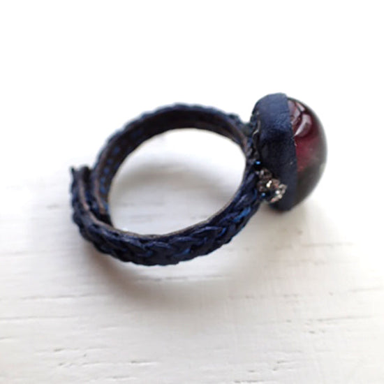 Mesh Leather Ring Color change Tourmaline